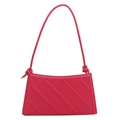 Magenta quilted shoulder bag with elegant rhombic texture and knot strap detail - Rose Pink