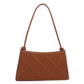 Brown quilted minimalist shoulder bag with caramel faux leather and knot strap detail - Brown