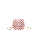 Mini light pink crossbody bag with vintage floral print and delicate gold chain strap - Pink