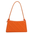 Chic orange quilted hobo bag with sleek rhombic pattern and adjustable shoulder strap - Orange
