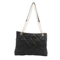 Classic black quilted tote bag with golden chain straps and spacious interior for daily use - Black