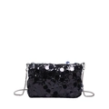Elegant black sequin handbag with silver chain strap for formal party and evening wear - Black