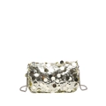 French style sequin crossbody bag with metallic chain strap for evening events - Gold