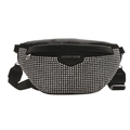 Zwarte heuptas voor dames met zilveren studs en verstelbare nylon schouderband design - Zilver
