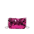 Sparkly bright pink sequin evening handbag with a delicate silver chain strap - Rose Red