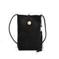 Mini bolso negro para móvil de gamuza con cierre de perla blanca y borla decorativa - Negro con Colgante