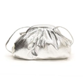 Metallic silver ruched cloud bag with adjustable shoulder strap and glossy texture - Silver