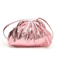 Metallic pink pleated cloud bag with stylish gathered texture and slim shoulder strap - Pink