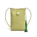Bolso bandolera verde claro estilo New Chinese con hebilla de perla y borla de seda - Verde con Colgante