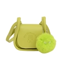 Mini avocado green crossbody bag with cartoon girl relief and plush pompom charm - Fruit Green