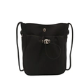 Mini borsa nera minimalista con chiusura a coulisse e fibbia magnetica argentata - Nero