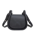Mini sac à rabat en cuir mat noir avec doubles poignées et boucles en métal doré - Noir
