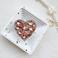 Pink heart-shaped retractable phone grip with sparkling rhinestones and crystal inlay - Champagne