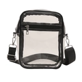 Transparent PVC crossbody bag with black trim and adjustable shoulder strap for women - Black