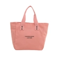 Sac cabas rose en toile avec imprimé lettres et poignées renforcées par des rivets - Rose