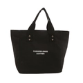 Large capacity black canvas tote bag with fashion lettering and silver rivets for women - Black