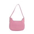 Pink crescent underarm bag in glossy patent leather with gold metal hardware ring - Pink