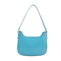 Glossy light blue faux leather underarm bag with sleek minimalist shoulder strap - Blue