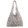 Große Stofftasche aus Segeltuch mit blau-orangem Blumenmuster für Damen - Mehrfarbig (Blau Orange Floral)