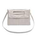 Elegante bolso bandolera tipo sobre de cuero PU blanco roto con asa hueca chic - Blanco Roto