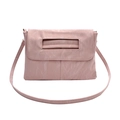 Bolso bandolera rosa de PU plisado con asa recortada y diseño de cierre con solapa - Rosa