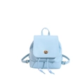 Mini zaino celeste in similpelle con chiusura a rotazione dorata e coulisse - Blu