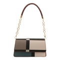 Bolso de hombro de moda con diseño de cuadros azules, blancos y grises en cuero sintético - Azul Lago