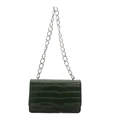 Dark green stone pattern crossbody bag with a chunky silver chain strap for women - Green