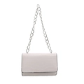 White croc-embossed crossbody bag with stylish silver chain strap for women - White