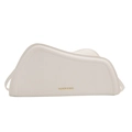 Minimalist creamy white asymmetrical underarm bag with smooth faux leather finish - White