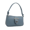 Bolso bandolera azul con logotipo triangular plateado y diseño de asa con nudo elegante - Azul