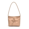 Chic beige tote bag with sweet ribbon bow design and large capacity for women - Khaki