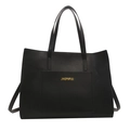 Classic black tote bag with rectangular design and adjustable shoulder strap - Black
