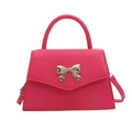 Chic pink bowknot handbag with gold buckle and top handle for women's 2024 fashion - Rose Pink