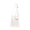White bohemian fringe crossbody bag featuring pebbled PU leather and long tassel details - White