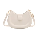 Chic cream white crescent shoulder bag with gold hardware and adjustable strap - White