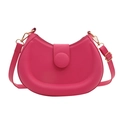 Chic magenta half-moon crossbody bag with golden hardware and adjustable strap - Rose Pink