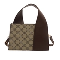 Chicke Damen-Handtasche mit Kontrastdesign, Kleemuster und dunkelbraunen Lederakzenten - Braun