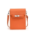 Mini borsa a tracolla arancione per cellulare con chiusura in metallo e pelle saffiano - Arancione