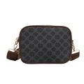 Borsa a tracolla squadrata minimalista con motivo a trifoglio nero e finiture marroni - Nero