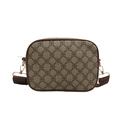 Piccola borsa quadrata vintage con motivo monogramma marrone e tracolla regolabile - Cachi Scuro