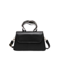 Borsa a tracolla nera moderna con manico unico in metallo argentato stile liquido - Nero