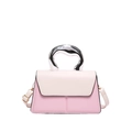 Borsa a tracolla rosa e crema con manico metallico decorativo dal design fluido - Rosa