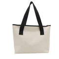Sac cabas blanc minimaliste avec coutures géométriques et large bandoulière noire - Blanc