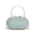 Pochette da sera ovale azzurra con manico dorato e trama glitterata - Blu