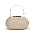 Elegante borsa da sera oro champagne con chiusura a fiocco e tracolla in metallo - Oro