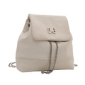 Mini sac à dos en cuir PU blanc cassé avec fermoir papillon argenté et bandoulière chaîne - Blanc