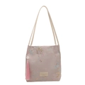 Elegante mauve tote bag met bloemenborduursel en kwastjes voor zomerse mode en stijl - Roze Bloem Borduurwerk