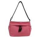 Large capacity oxford fabric crossbody tote bag in vibrant rose pink with black straps - Rose Pink