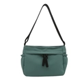 Morandi green nylon crossbody tote bag with black adjustable strap and front zipper - Green